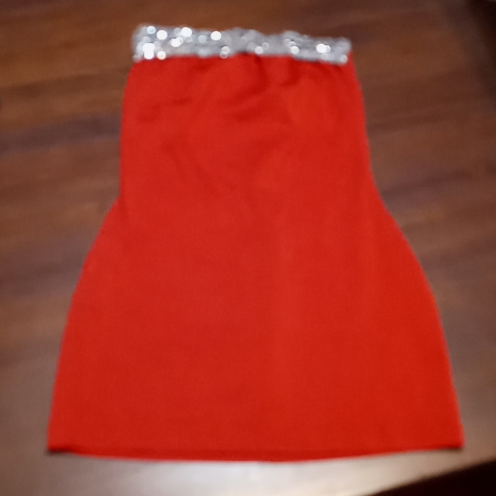 Long red tube top